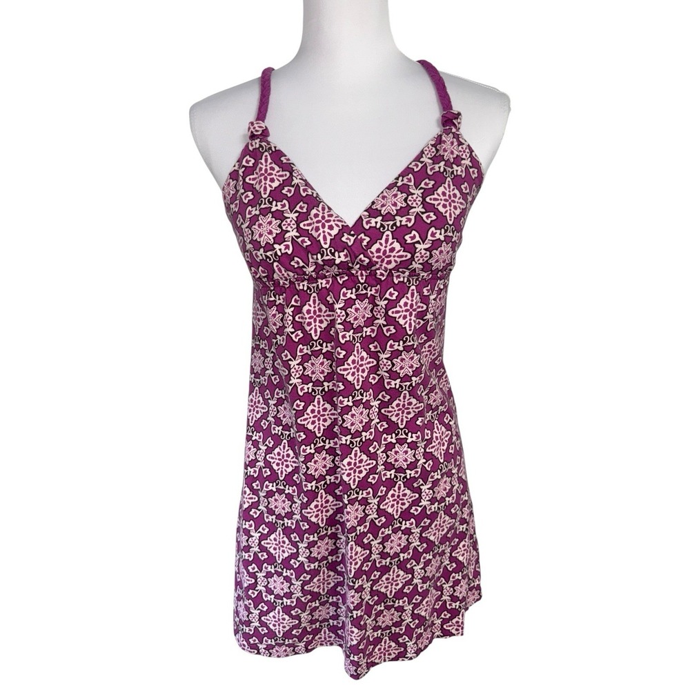 VTG Speechless Tank Top Small Purple White Print Braided Strap Empire Waist Y2K